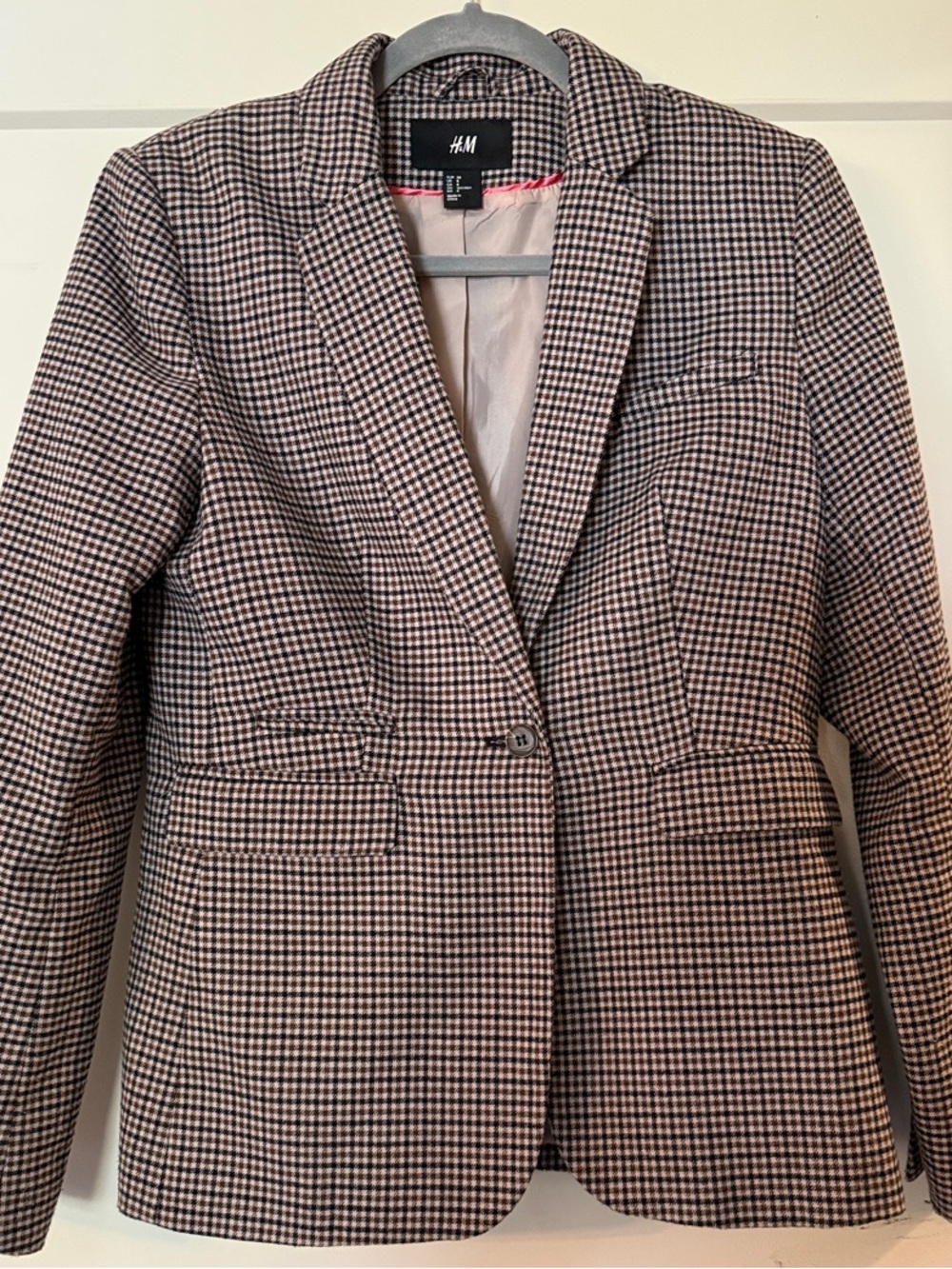 H&M Women's Black and White Checked Blazer